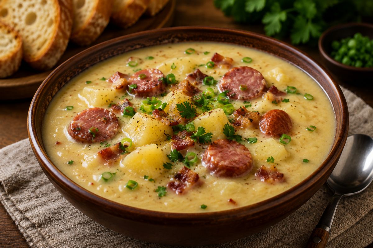 Caldo de Linguiça com Mandioca